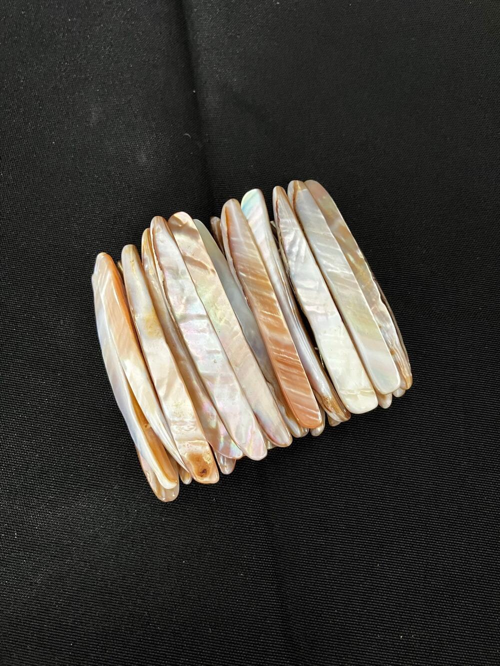 Mother of Pearl Abalone Shell Stretch Bracelet Natural Iridescent Colors